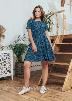 Женское летнее платье Селин Marca Moderna синее с цветочным принтом