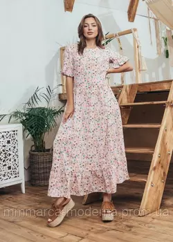 Женское летнее платье Мира Marca Moderna розовое с цветочным принтом