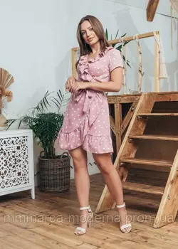 Женское летнее модное платье Эми Marca Moderna розовое в горошек