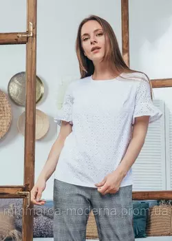 Женская блузка Мира Marca Moderna белая ткань прошва