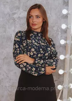 ТМ Marca Moderna Женская рубашка Кристина цвет черный цветочный принт