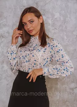 ТМ Marca Moderna Женская рубашка Кристина цвет молочный цветочный принт