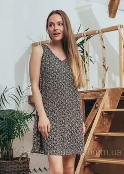 Женское летнее легкое платье Ирина Marca Moderna черное с принтом