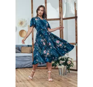 Женское модное летнее платье Мия Marca Moderna синее с цветочным принтом