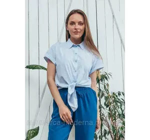 Женская летняя легкая рубашка на завязках Джина Marca Moderna голубая